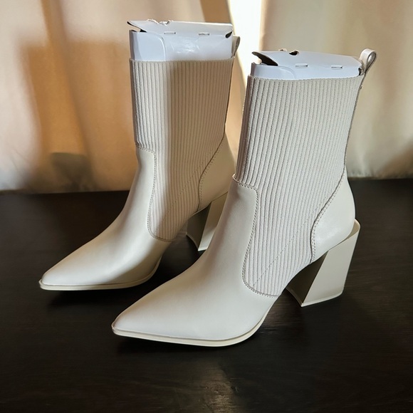 ALDO Cream Ribbed Sock Boots - Picture 2 of 5